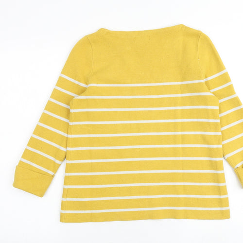 Adrienne Vittadini Womens Yellow Round Neck Striped Viscose Pullover Jumper Size S