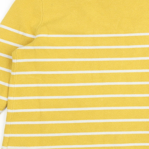 Adrienne Vittadini Womens Yellow Round Neck Striped Viscose Pullover Jumper Size S