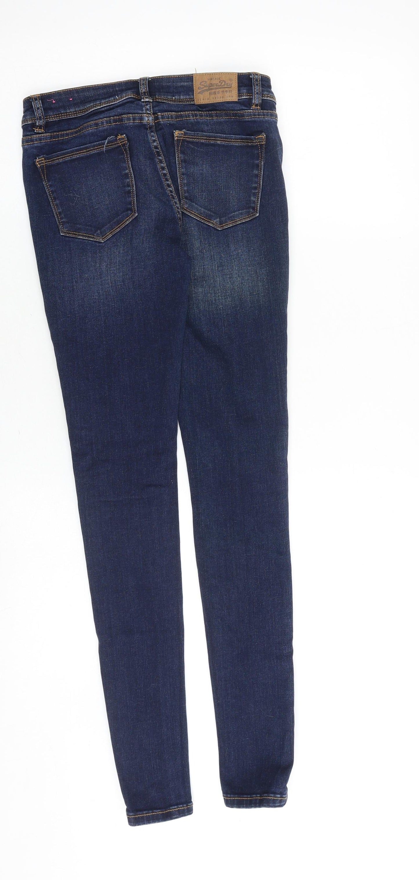 Superdry Womens Blue Cotton Jegging Jeans Size 25 in Slim Zip