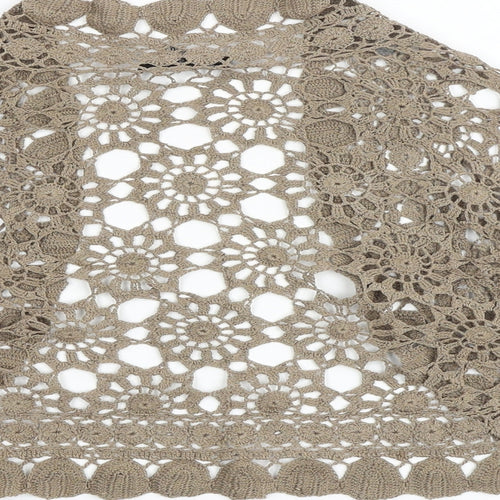 Coast Womens Brown V-Neck Geometric 100% Cotton Shrug Jumper Size 10