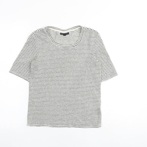 Topshop Womens Multicoloured Striped Cotton Basic T-Shirt Size 10 Round Neck