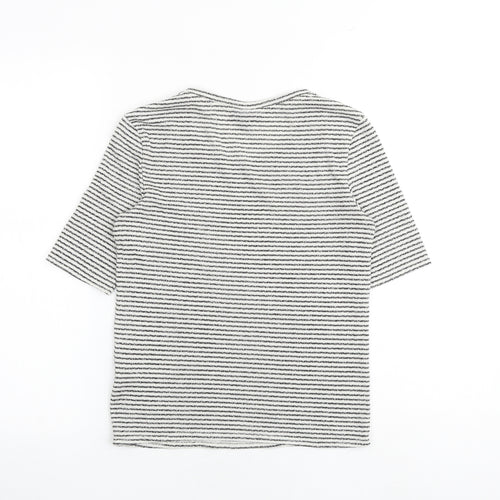 Topshop Womens Multicoloured Striped Cotton Basic T-Shirt Size 10 Round Neck