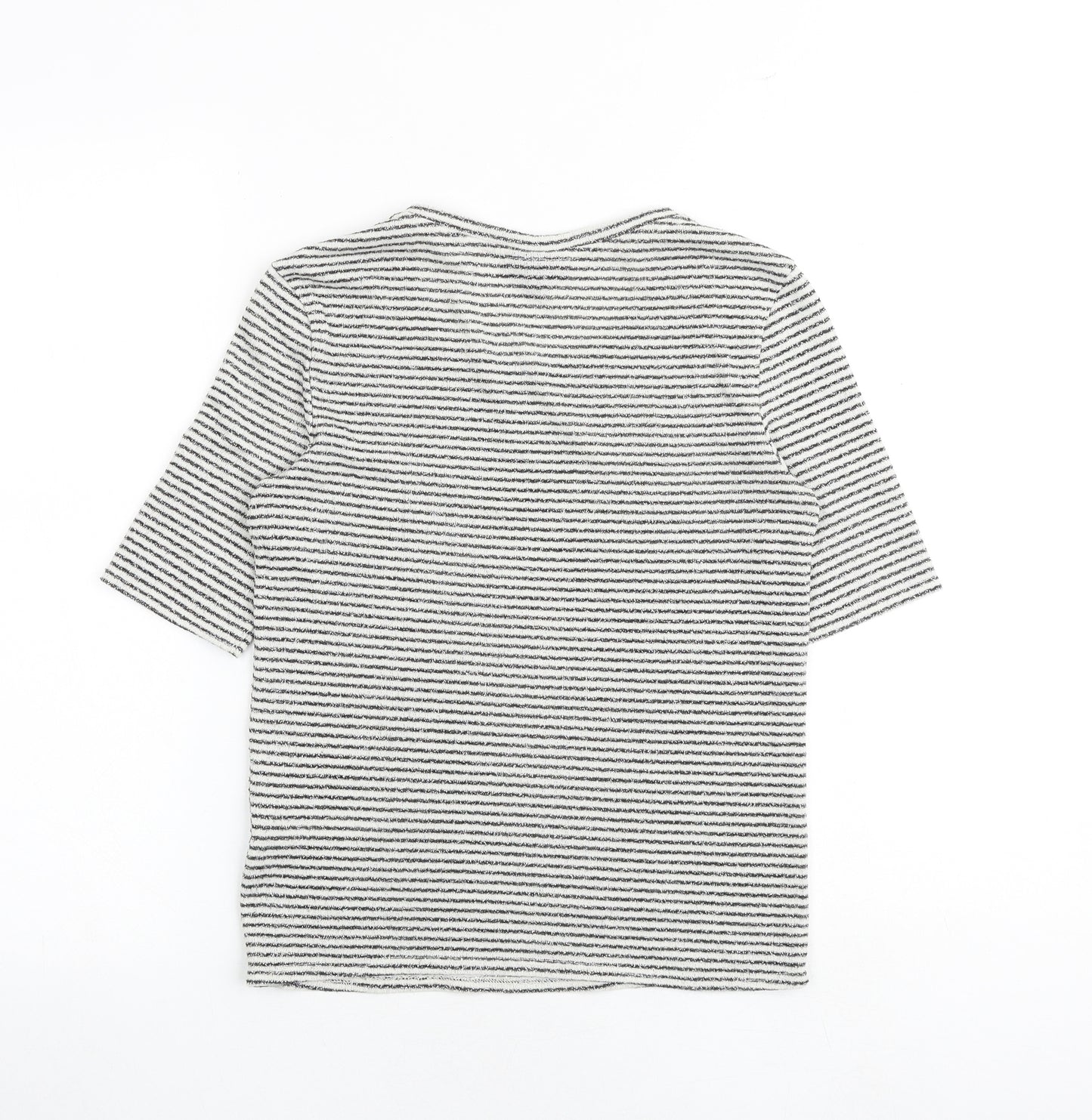 Topshop Womens Multicoloured Striped Cotton Basic T-Shirt Size 10 Round Neck