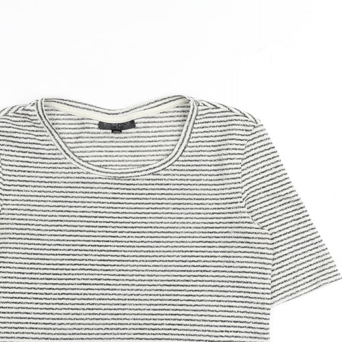 Topshop Womens Multicoloured Striped Cotton Basic T-Shirt Size 10 Round Neck