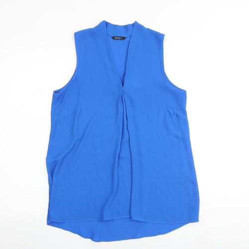 Roman Womens Blue Polyester Basic Tank Size 10 V-Neck