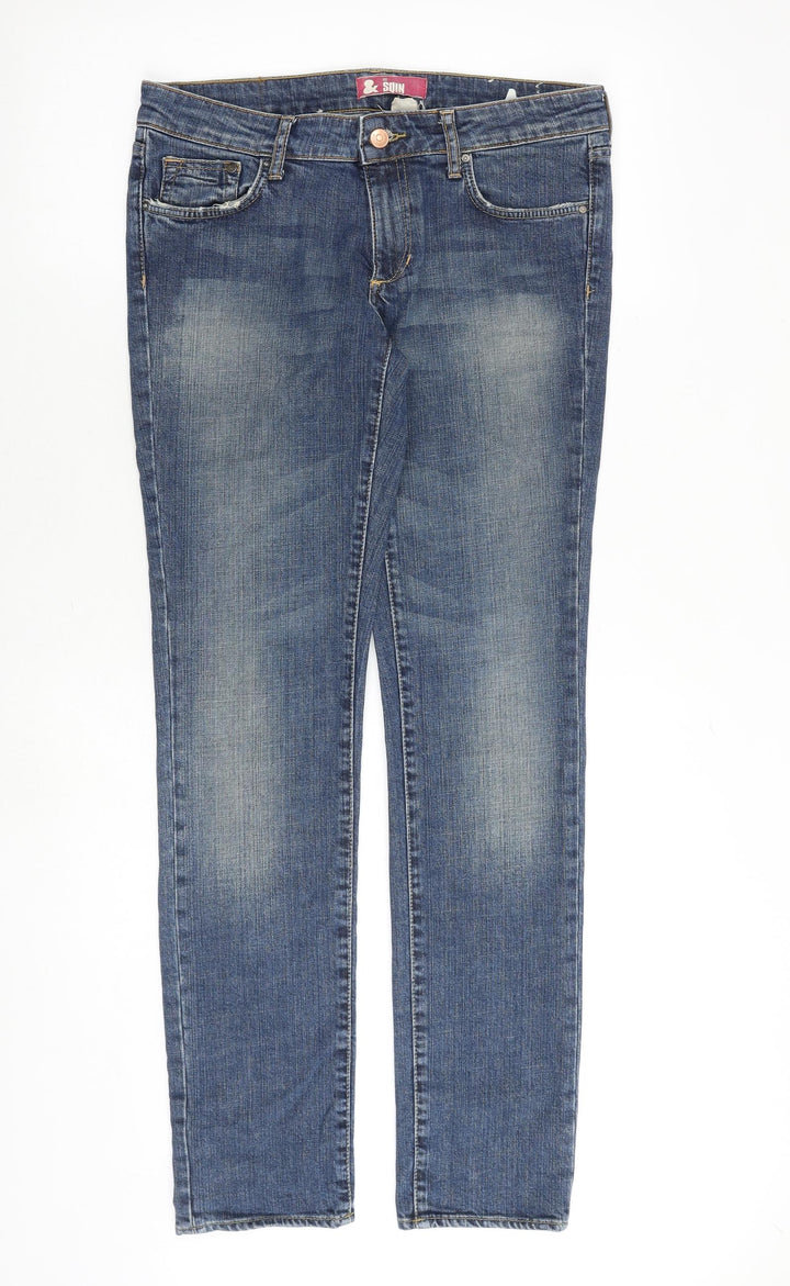 H&M Womens Blue Cotton Skinny Jeans Size 30 in Regular Zip