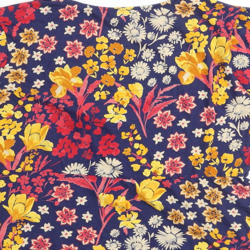 Monsoon Womens Multicoloured Floral Cotton Basic Blouse Size 16 V-Neck