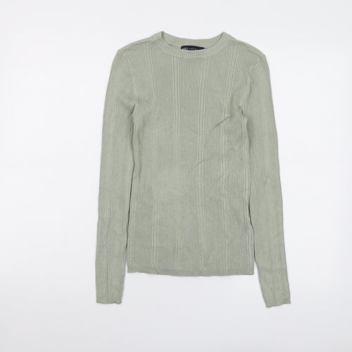 Marks and Spencer Womens Green Round Neck Viscose Pullover Jumper Size 8