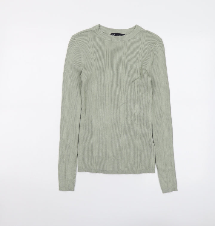 Marks and Spencer Womens Green Round Neck Viscose Pullover Jumper Size 8