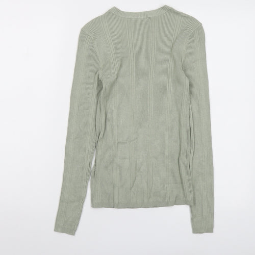 Marks and Spencer Womens Green Round Neck Viscose Pullover Jumper Size 8