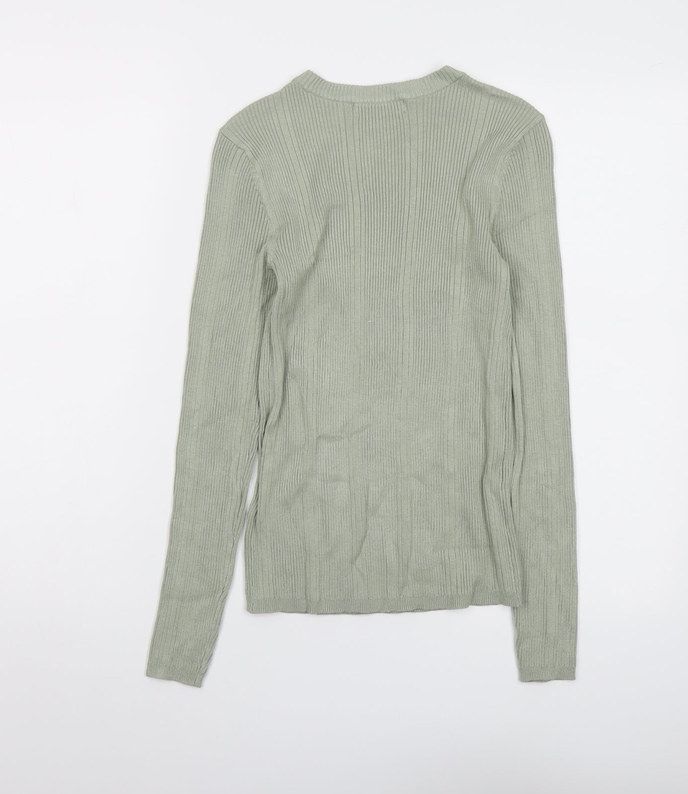 Marks and Spencer Womens Green Round Neck Viscose Pullover Jumper Size 8