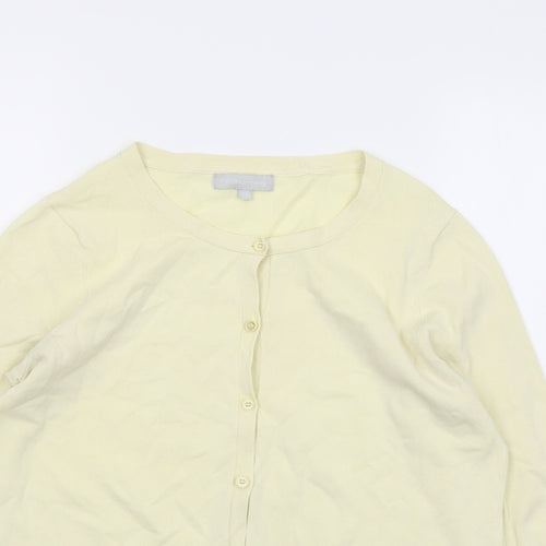 Red Herring Womens Yellow Round Neck Cotton Cardigan Jumper Size 16