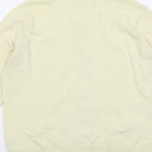 Red Herring Womens Yellow Round Neck Cotton Cardigan Jumper Size 16