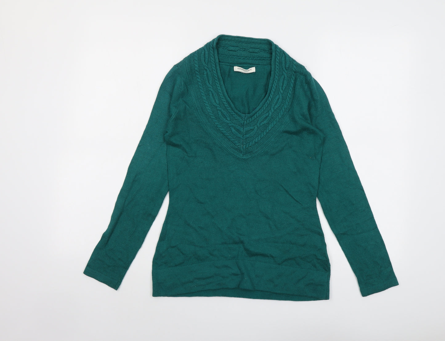 Banana Republic Womens Green V-Neck Nylon Pullover Jumper Size S