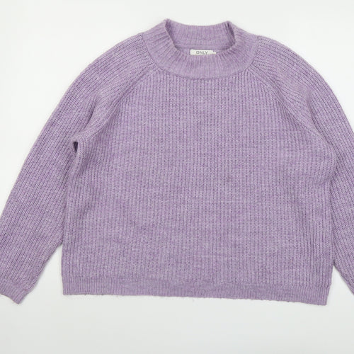 Only Womens Purple Mock Neck Acrylic Pullover Jumper Size M