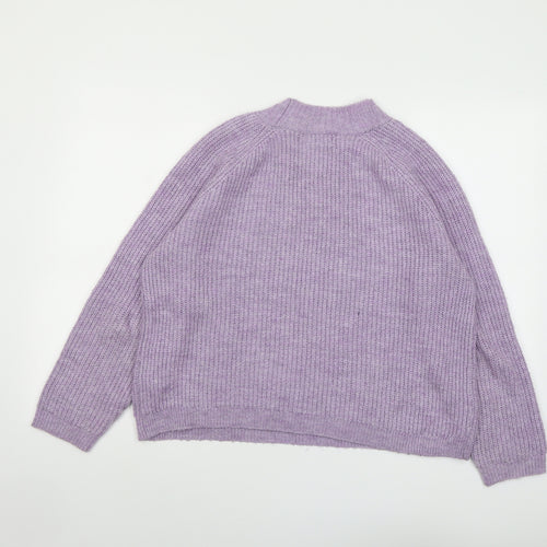 Only Womens Purple Mock Neck Acrylic Pullover Jumper Size M