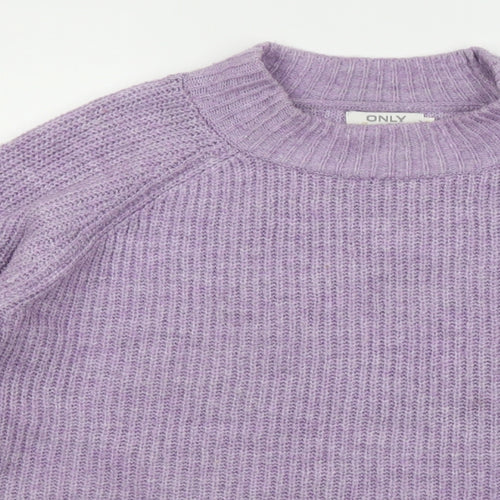 Only Womens Purple Mock Neck Acrylic Pullover Jumper Size M