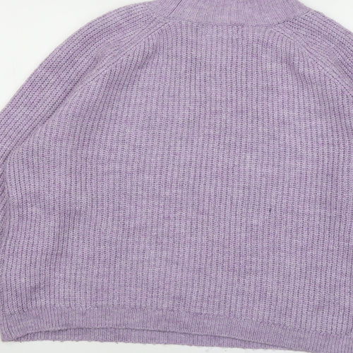 Only Womens Purple Mock Neck Acrylic Pullover Jumper Size M