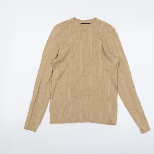 Marks and Spencer Womens Beige Round Neck Viscose Pullover Jumper Size M
