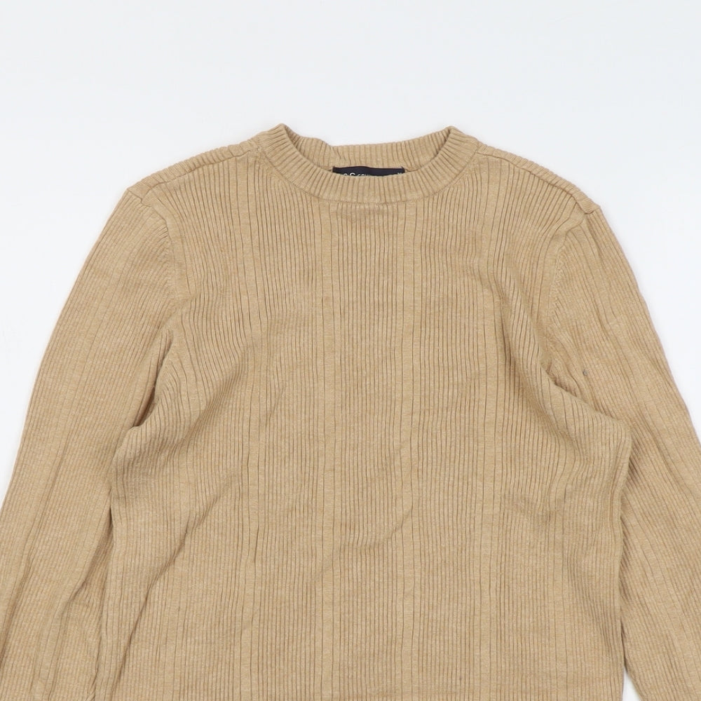 Marks and Spencer Womens Beige Round Neck Viscose Pullover Jumper Size M