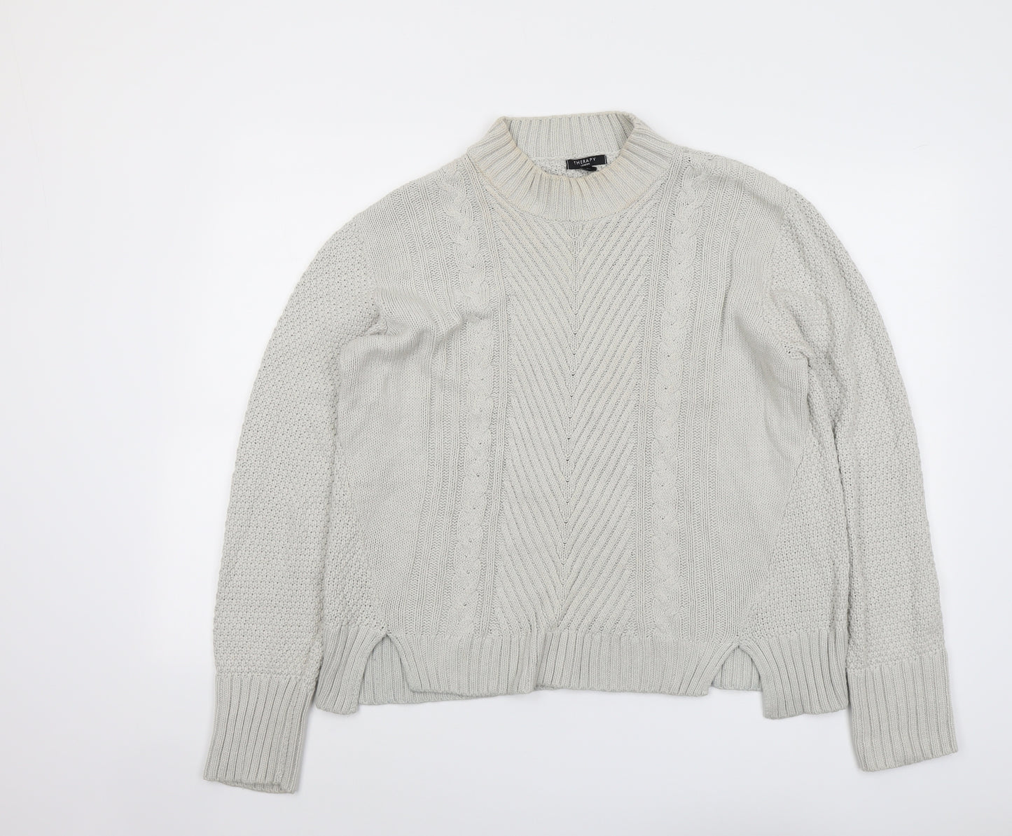 Therapy Womens Grey Crew Neck Cotton Pullover Jumper Size L