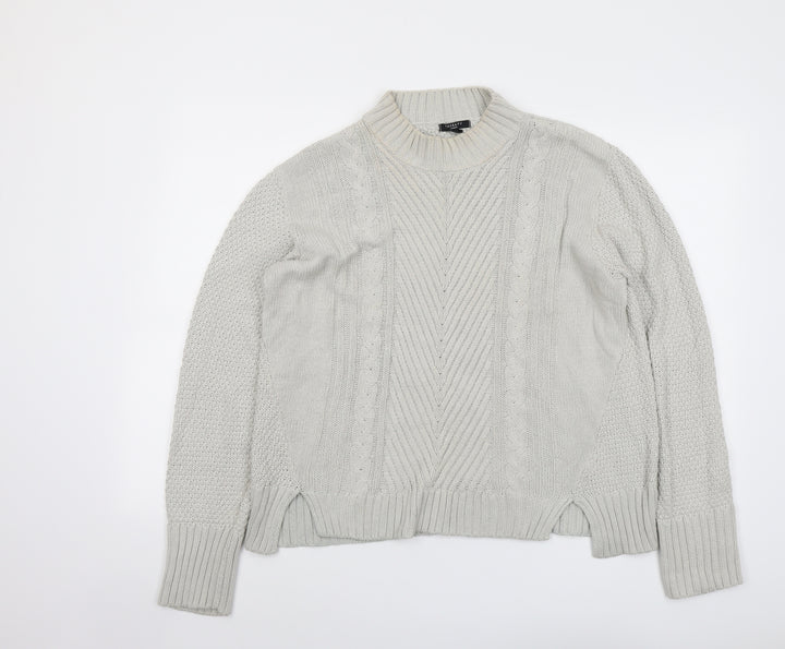 Therapy Womens Grey Crew Neck Cotton Pullover Jumper Size L