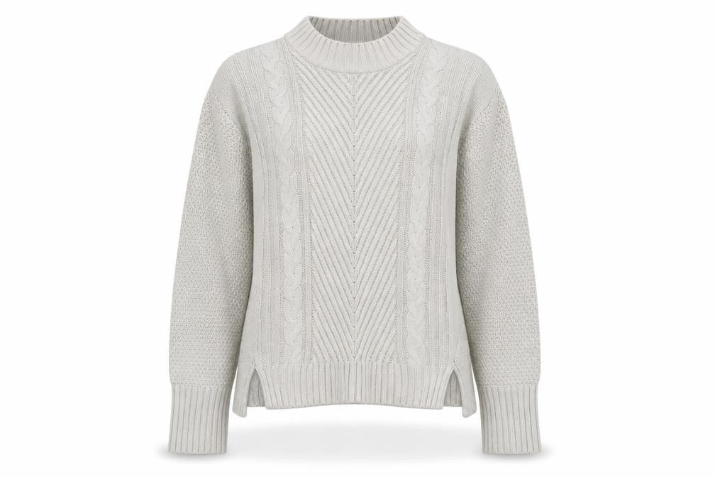 Front view of Therapy women’s grey crew neck cotton jumper, size L