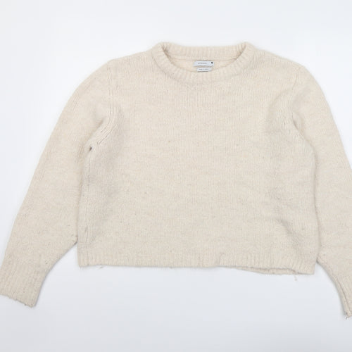 RESERVED Womens Beige Round Neck Polyester Pullover Jumper Size M