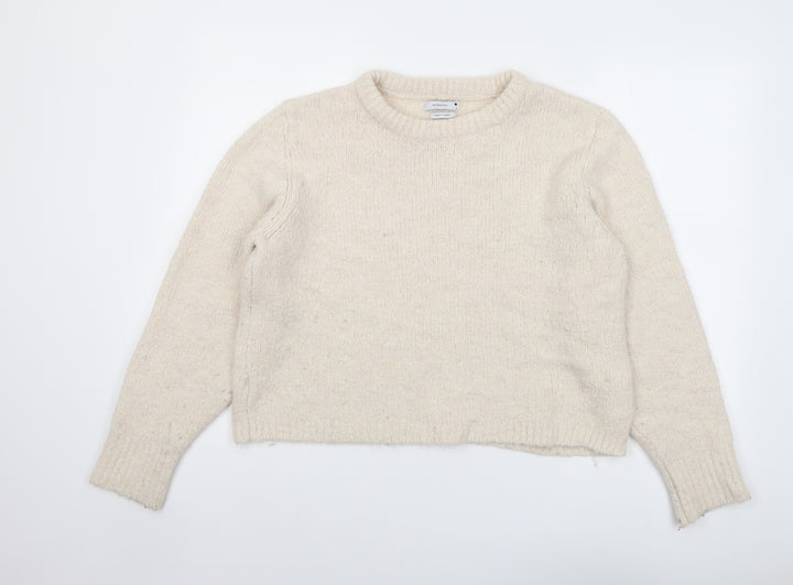 RESERVED Womens Beige Round Neck Polyester Pullover Jumper Size M
