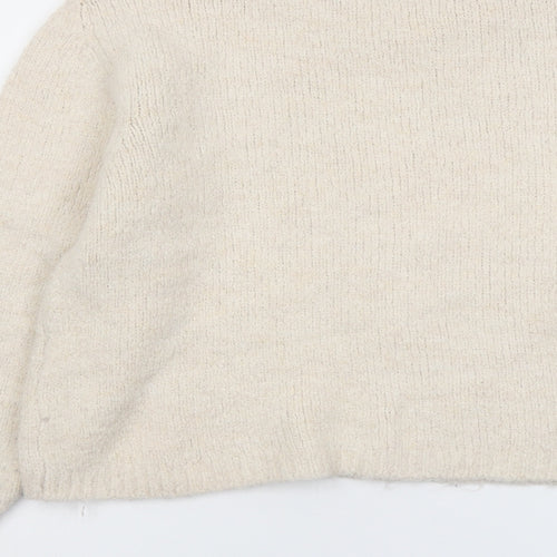 RESERVED Womens Beige Round Neck Polyester Pullover Jumper Size M