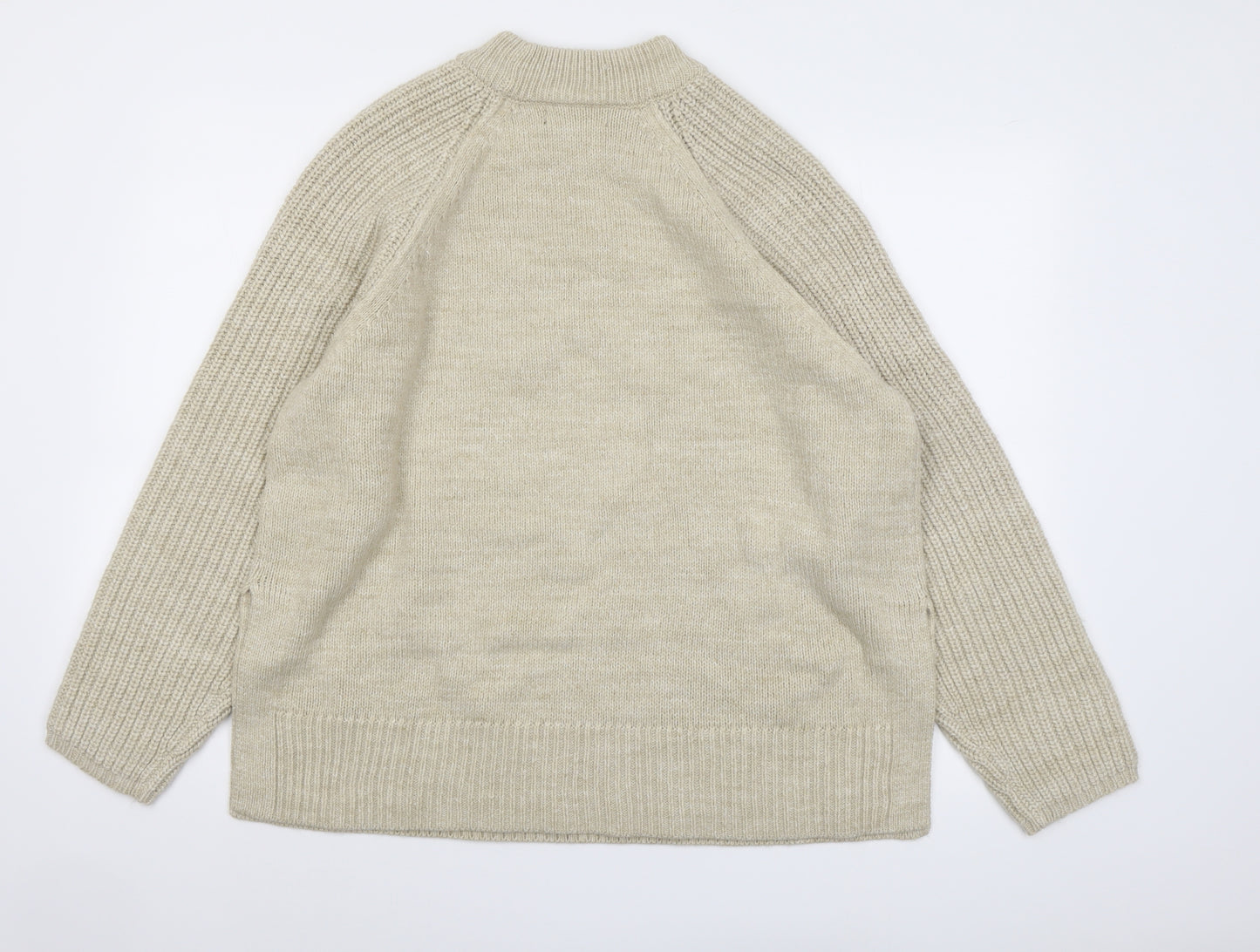 Marks and Spencer Womens Beige Mock Neck Acrylic Pullover Jumper Size L