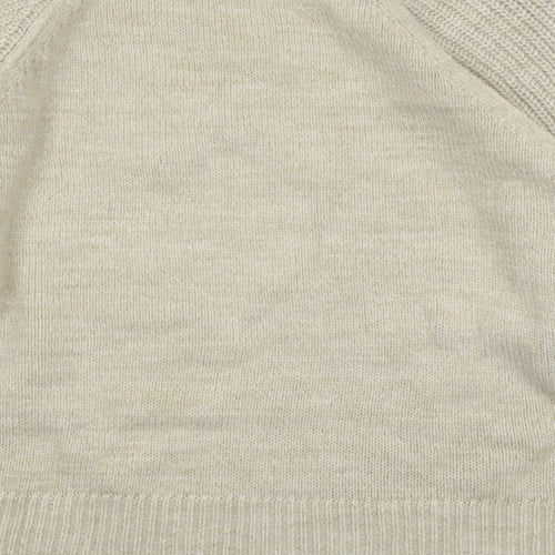 Marks and Spencer Womens Beige Mock Neck Acrylic Pullover Jumper Size L