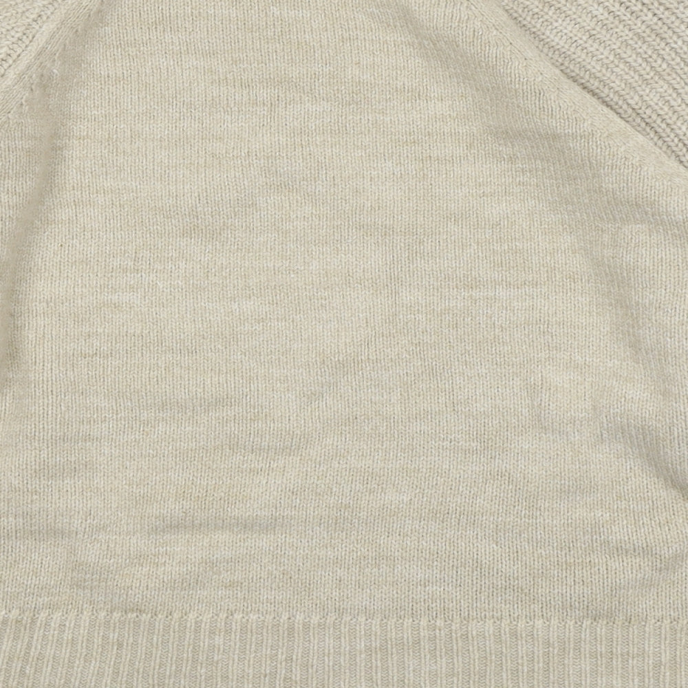 Marks and Spencer Womens Beige Mock Neck Acrylic Pullover Jumper Size L