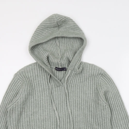 Marks and Spencer Womens Green V-Neck Polyester Pullover Jumper Size M
