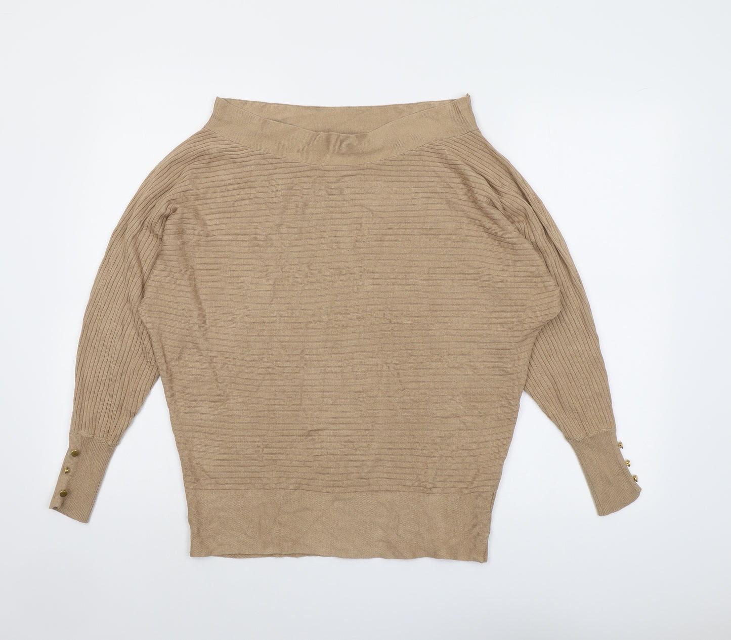 Lipsy Womens Beige Boat Neck Viscose Pullover Jumper Size 12