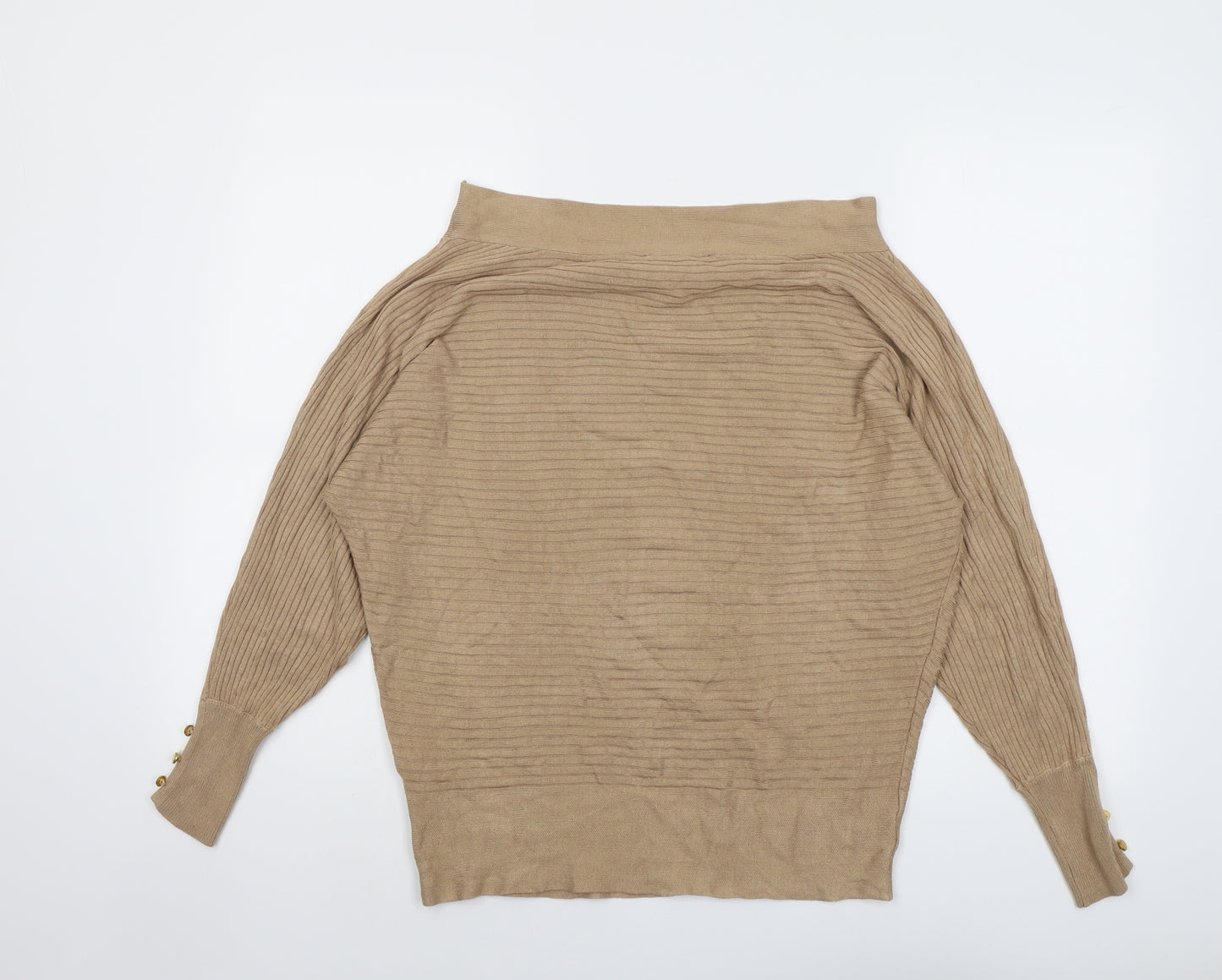 Lipsy Womens Beige Boat Neck Viscose Pullover Jumper Size 12