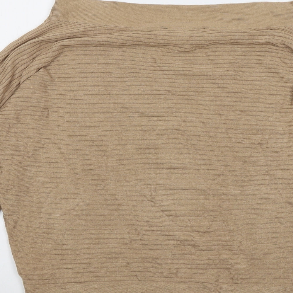 Lipsy Womens Beige Boat Neck Viscose Pullover Jumper Size 12