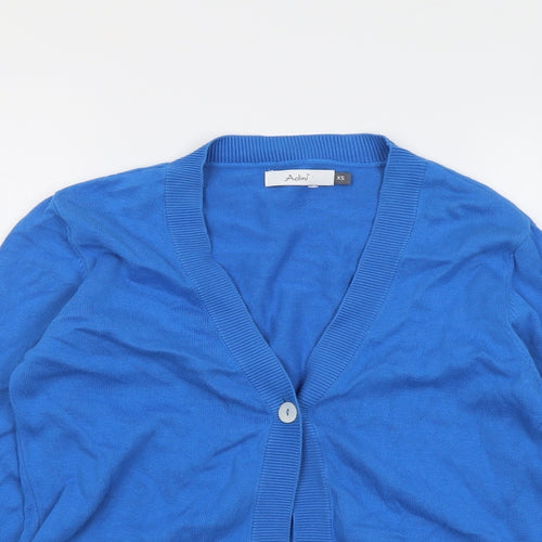 Adini Womens Blue V-Neck Cotton Cardigan Jumper Size XS