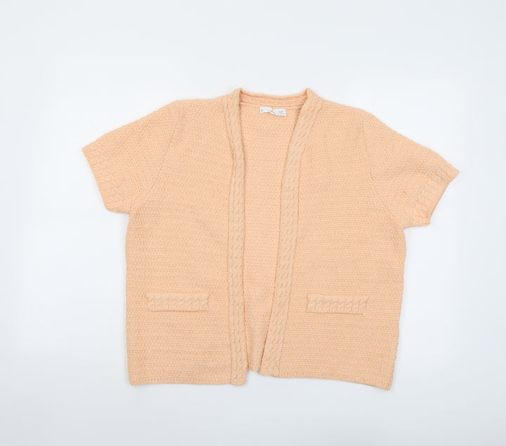 Mango Womens Pink V-Neck Acrylic Cardigan Jumper Size L