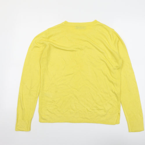 Marks and Spencer Womens Yellow Round Neck Acrylic Pullover Jumper Size 12