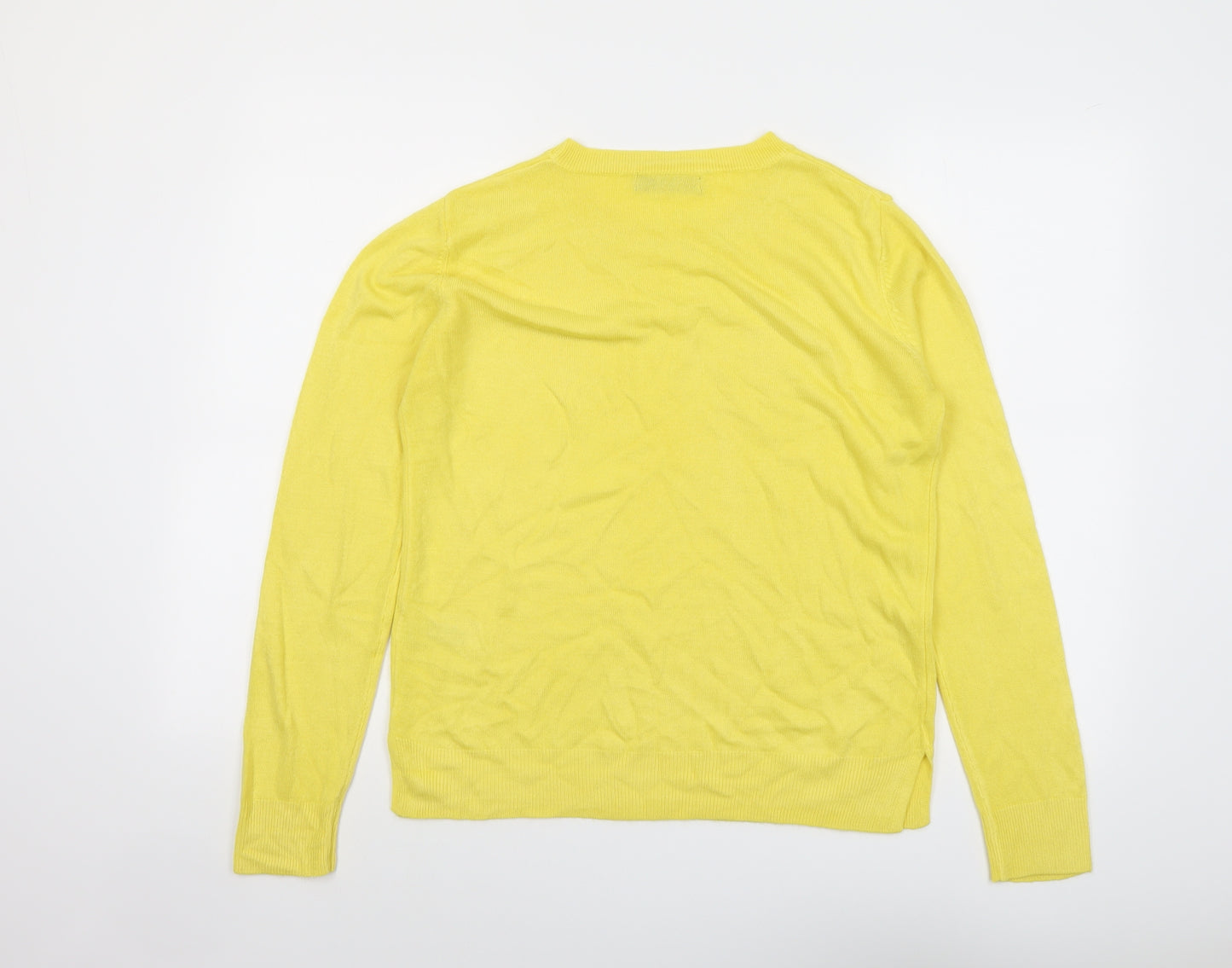 Marks and Spencer Womens Yellow Round Neck Acrylic Pullover Jumper Size 12