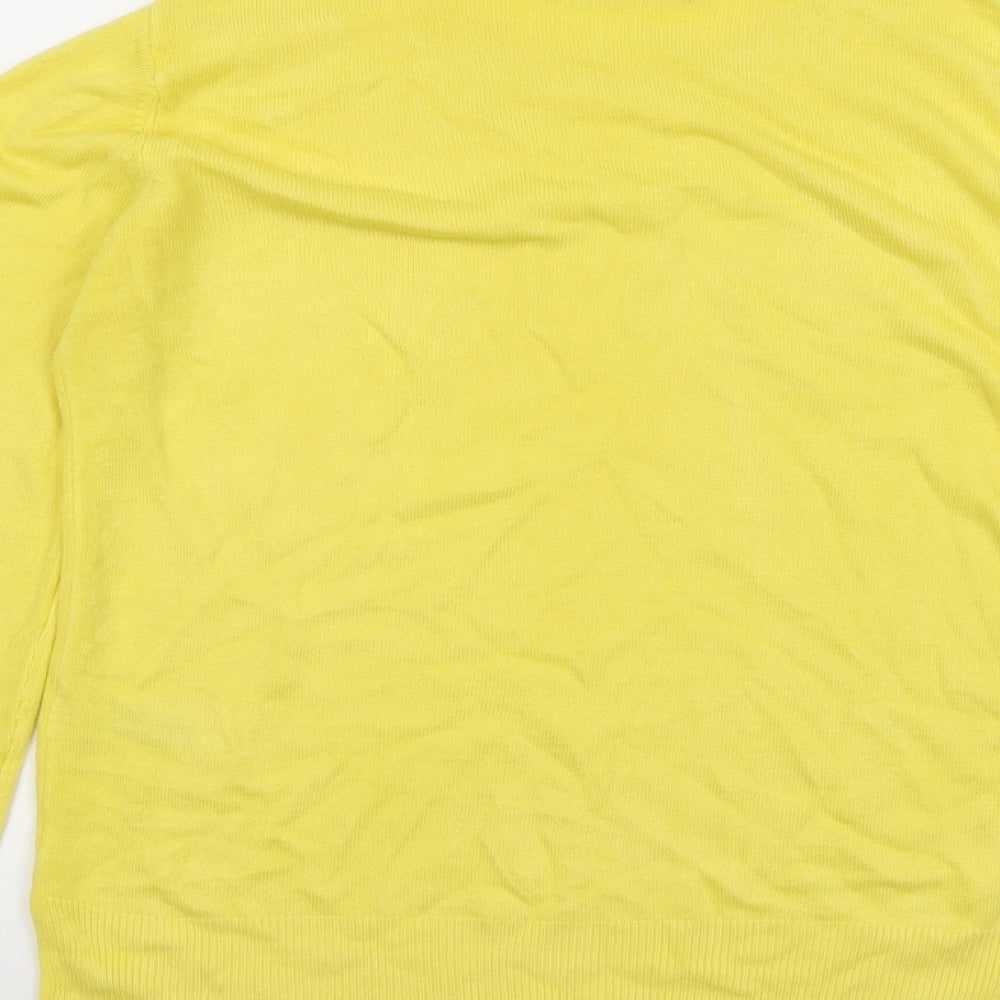 Marks and Spencer Womens Yellow Round Neck Acrylic Pullover Jumper Size 12