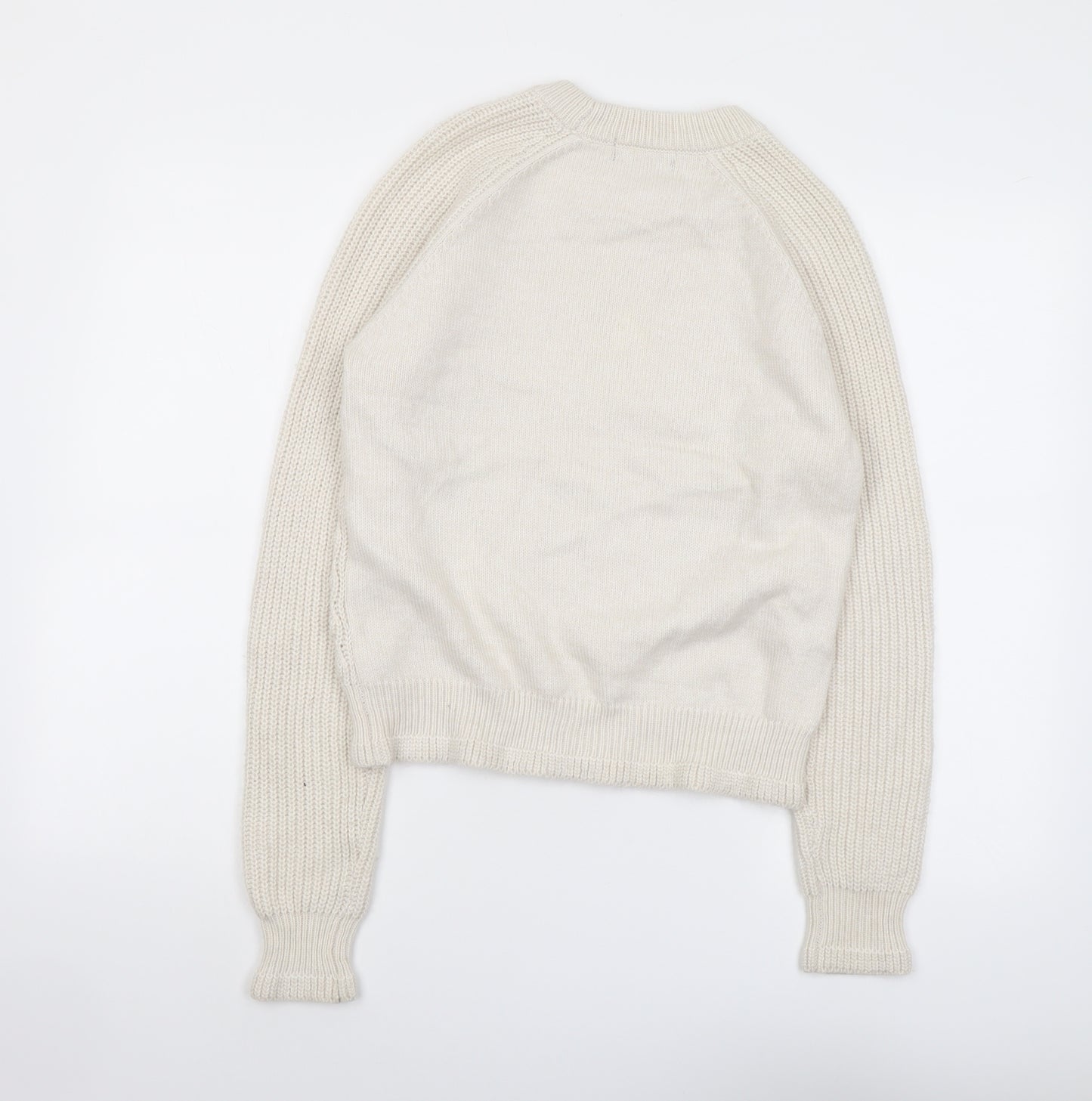 Marks and Spencer Womens Beige Round Neck Polyester Pullover Jumper Size XS