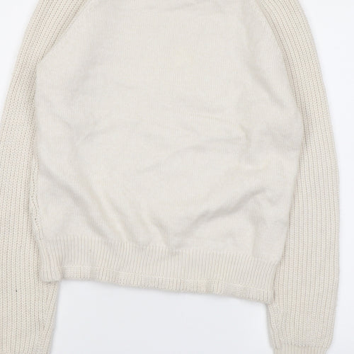 Marks and Spencer Womens Beige Round Neck Polyester Pullover Jumper Size XS