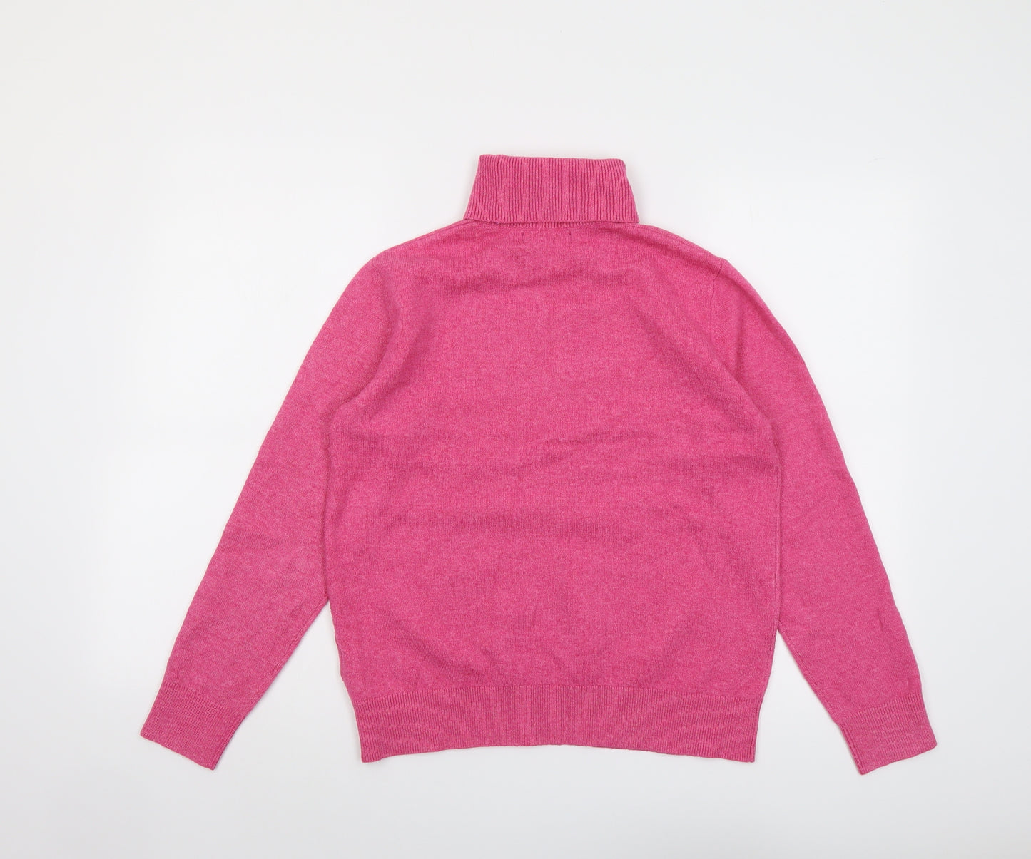Marks and Spencer Womens Pink Roll Neck Polyester Pullover Jumper Size XS