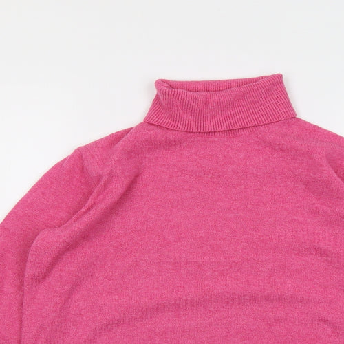 Marks and Spencer Womens Pink Roll Neck Polyester Pullover Jumper Size XS