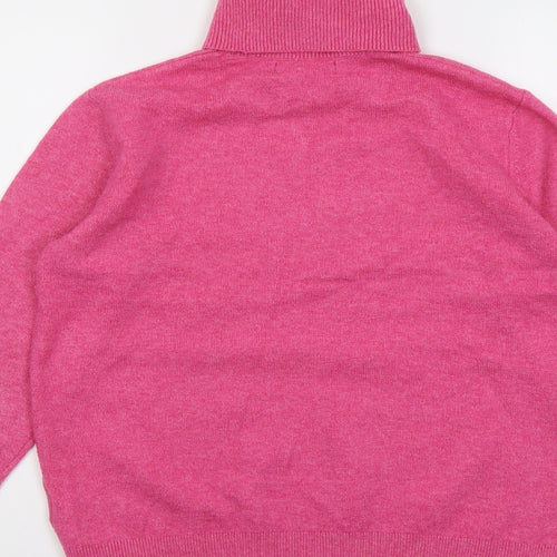 Marks and Spencer Womens Pink Roll Neck Polyester Pullover Jumper Size XS