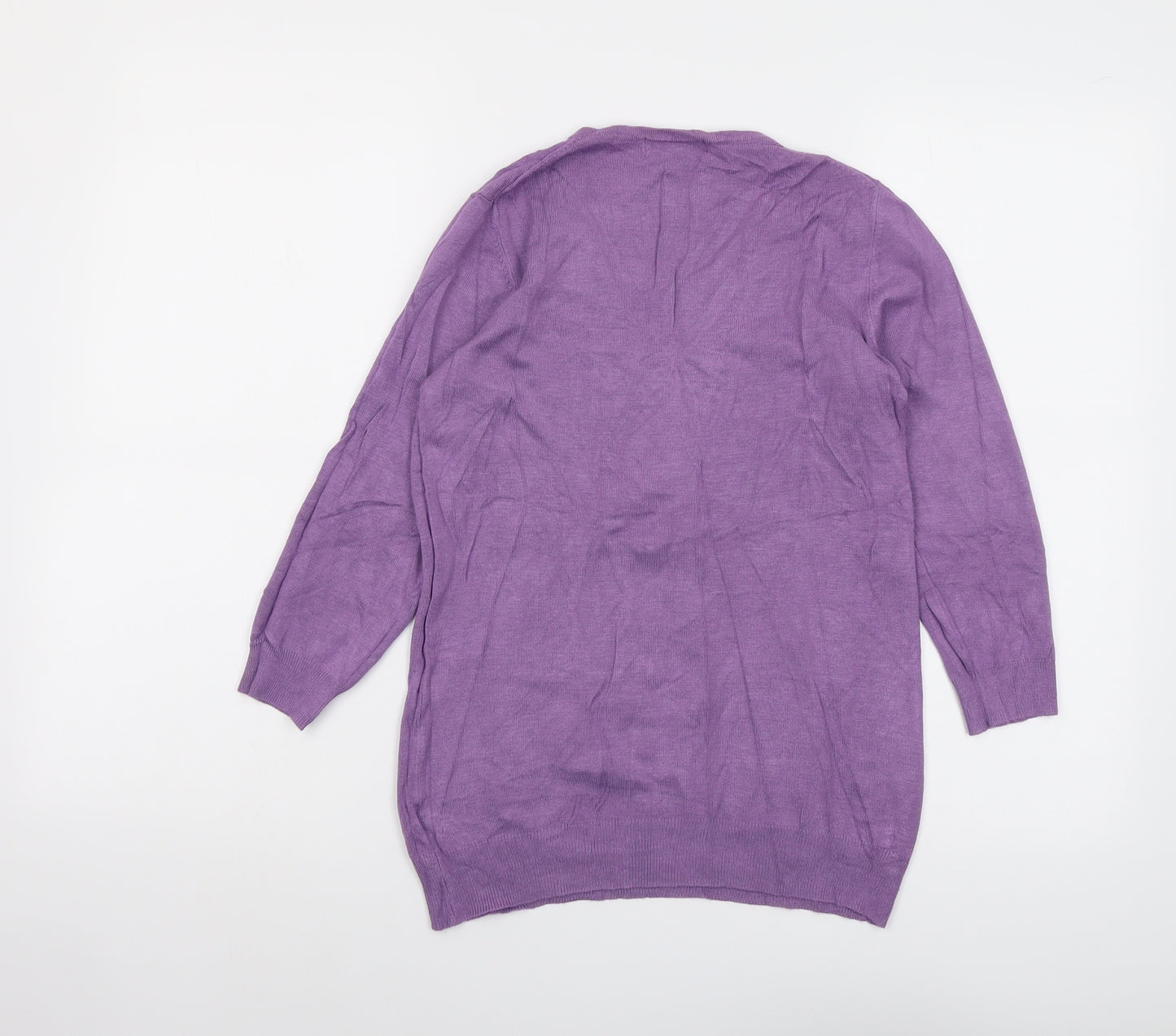 Marks and Spencer Womens Purple V-Neck Viscose Pullover Jumper Size 10
