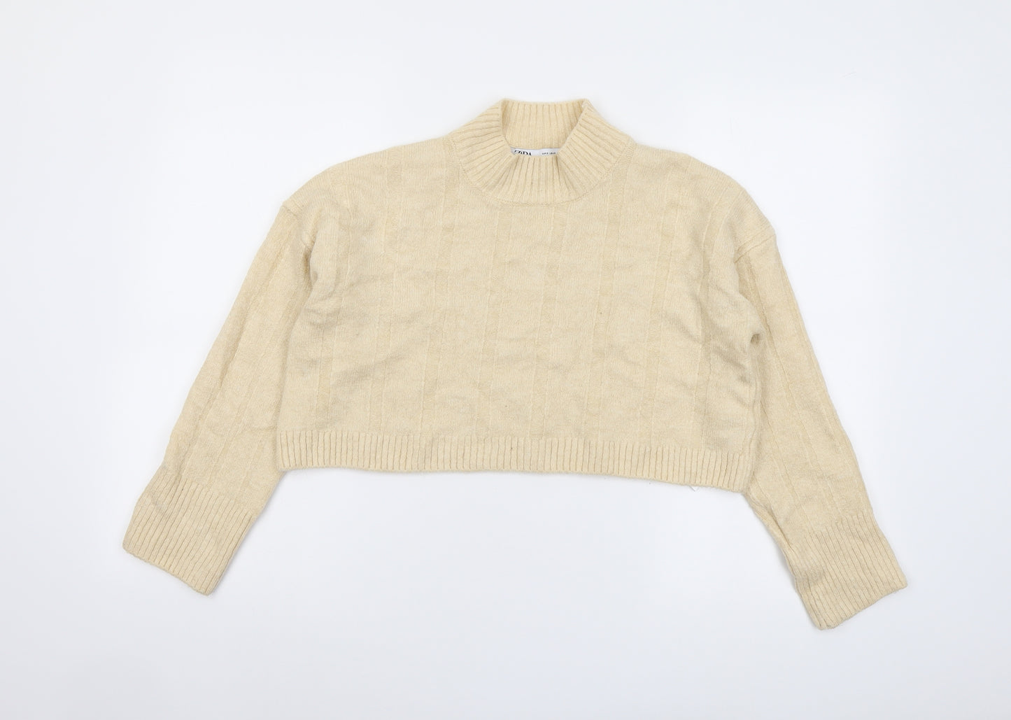 Zara Womens Ivory High Neck Acrylic Pullover Jumper Size S