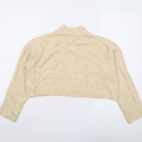Zara Womens Ivory High Neck Acrylic Pullover Jumper Size S
